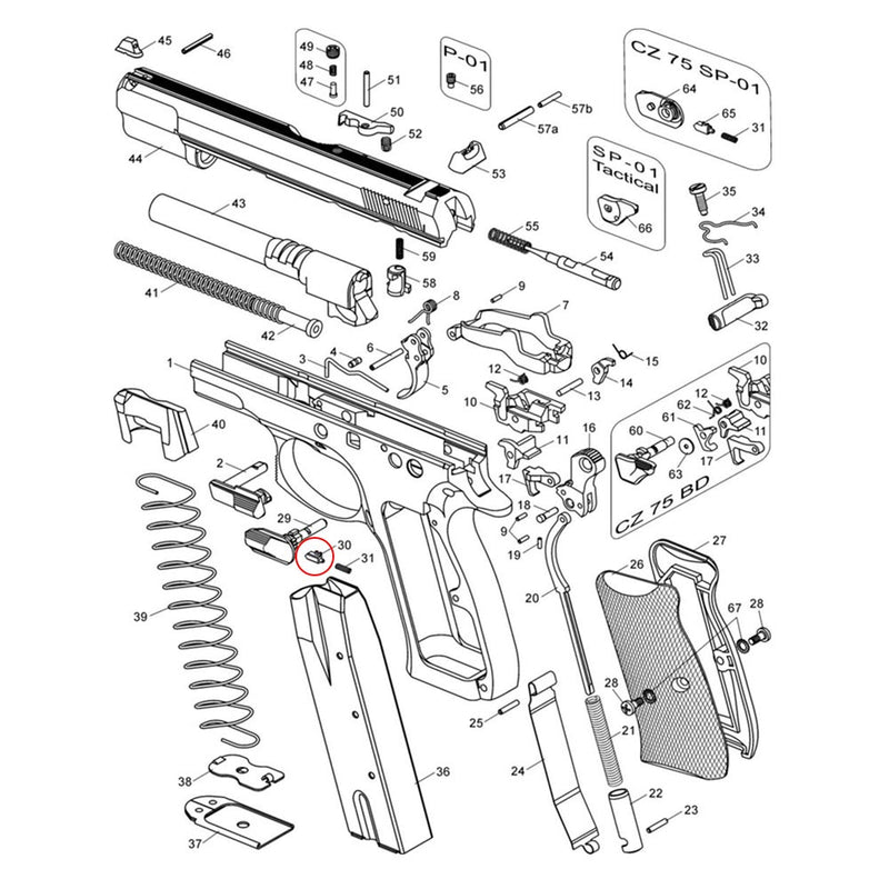 CZ 75 Safety Detent Plunger Left