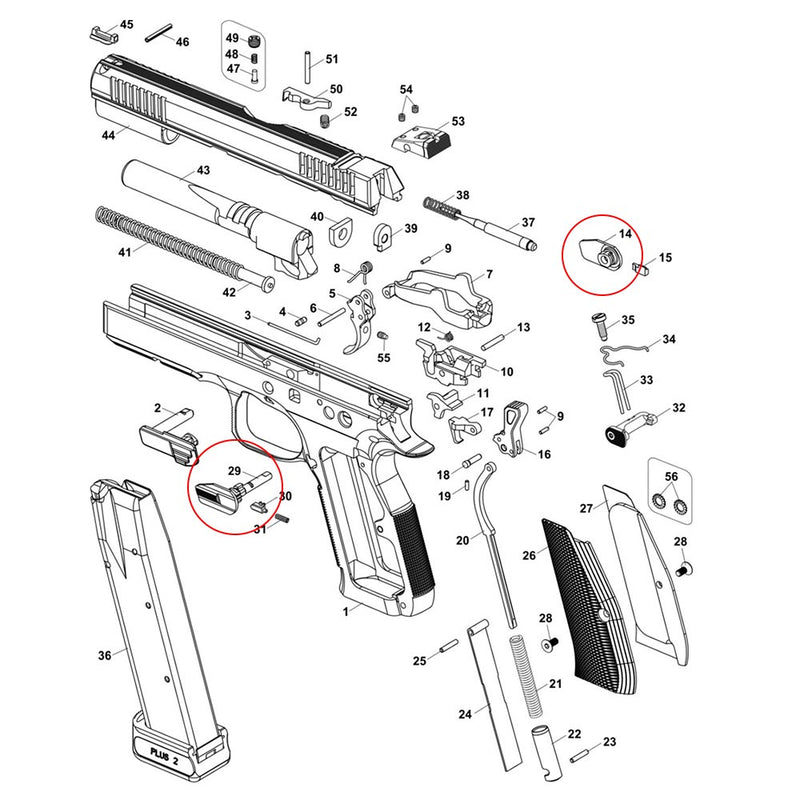 CZ Shadow 2 Ambidexterous Safety Set with Wide Left Side