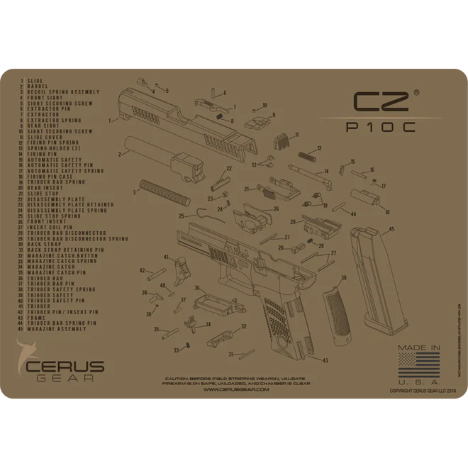 ProMat - CZ® P-10C® Schematic Handgun Mat