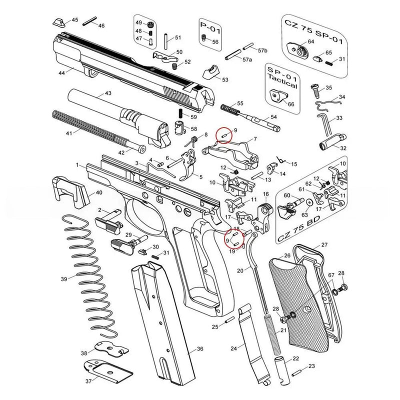 CZ 75 Trigger And Hammer Pin - CZ