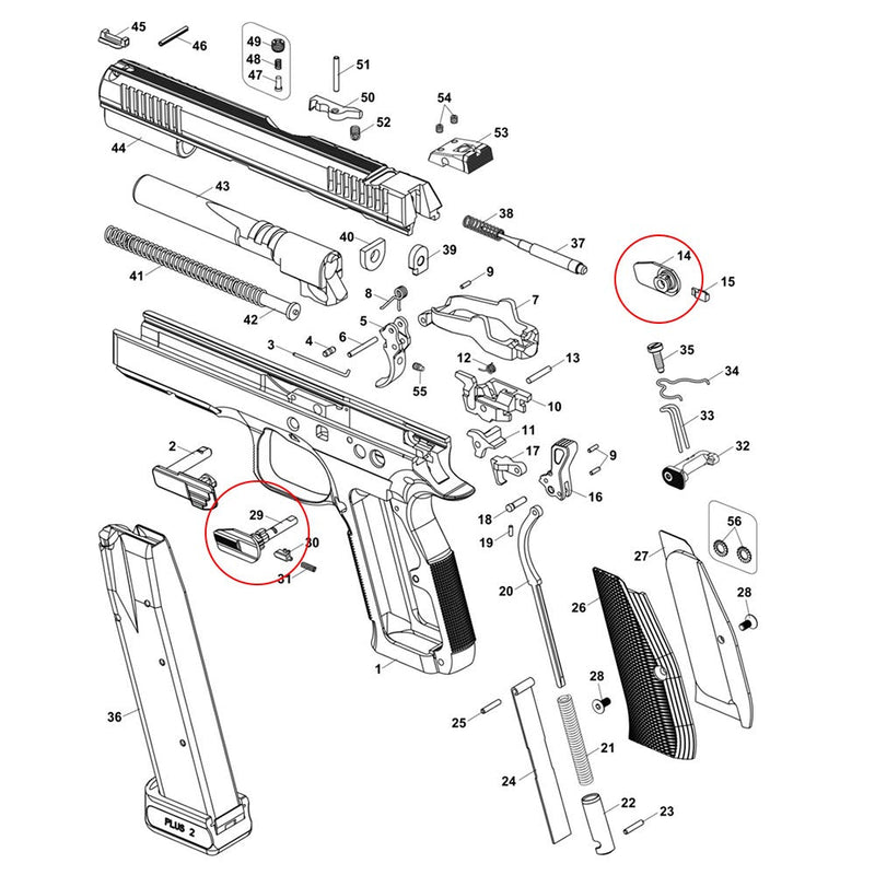 CZ Shadow 2 Ambidexterous Safety Set with Wide Left Side - CZ