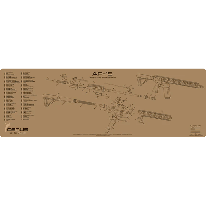 ProMat - AR - 15 Free Float Handguard Schematic Rifle Mat - Cerus Gear