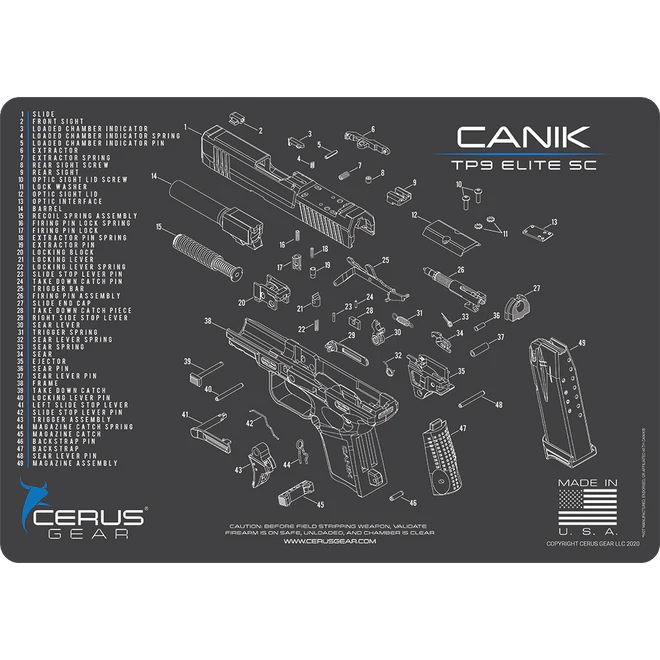 ProMat - CANIK® TP9 Elite SC Schematic Handgun Mat - Cerus Gear