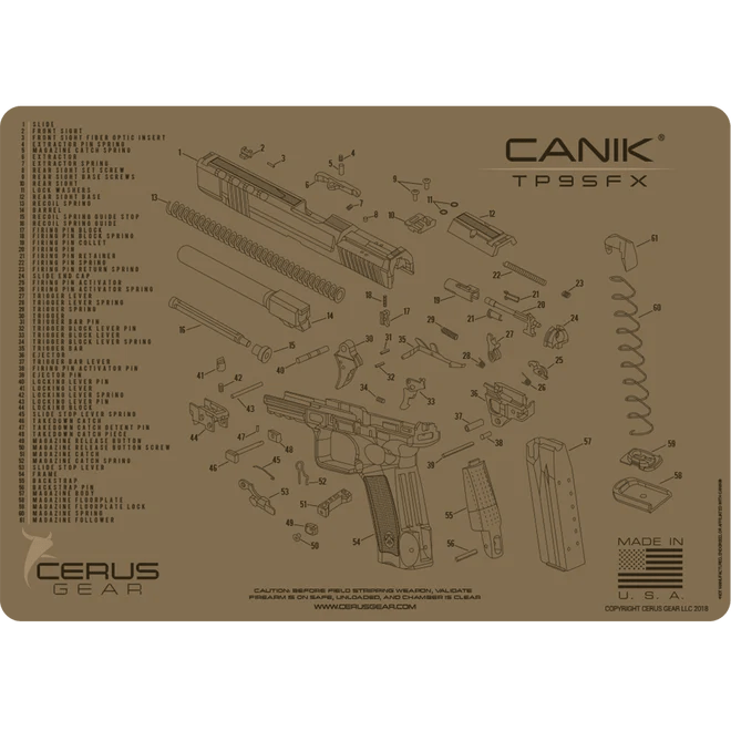 ProMat - CANIK TP9 SFX Schematic Handgun Mat - Cerus Gear