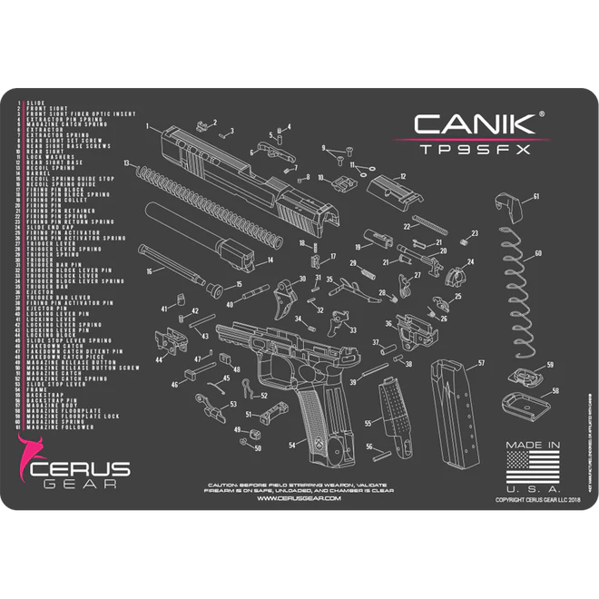 ProMat - CANIK TP9 SFX Schematic Handgun Mat - Cerus Gear