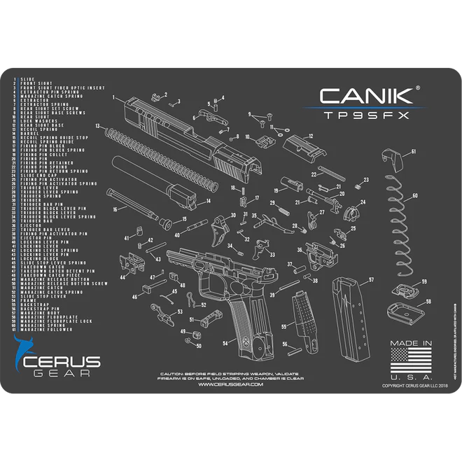 ProMat - CANIK TP9 SFX Schematic Handgun Mat - Cerus Gear