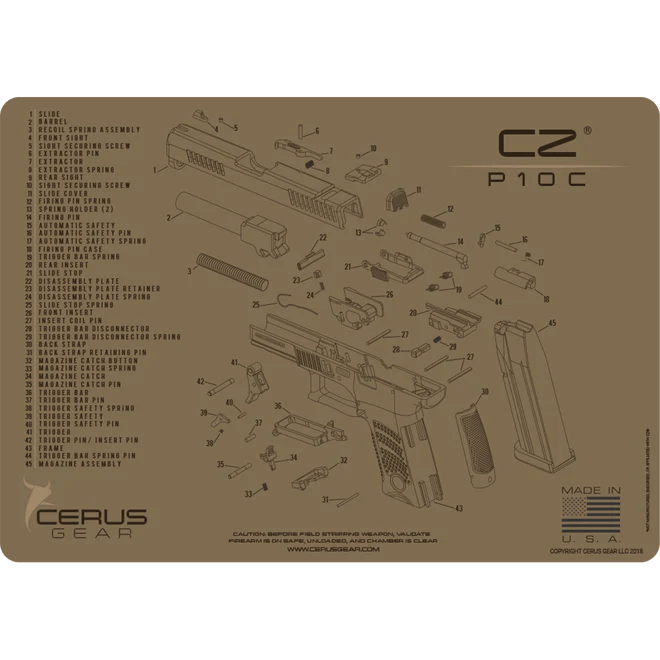 ProMat - CZ® P - 10C® Schematic Handgun Mat - Cerus Gear