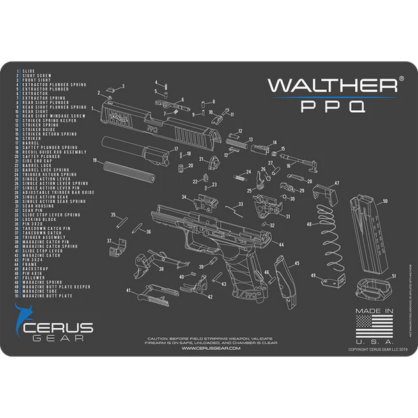 ProMat - Walther® PPQ® Schematic Handgun Mat - Cerus Gear