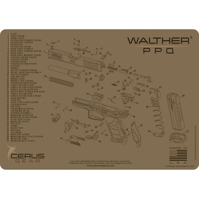 ProMat - Walther® PPQ® Schematic Handgun Mat - Cerus Gear