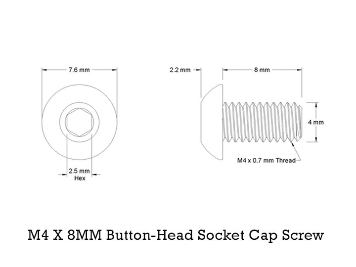 M4 X 8MM Button - Head Socket Cap Screw (Used for Shield RMS Sight) - OuterImpact