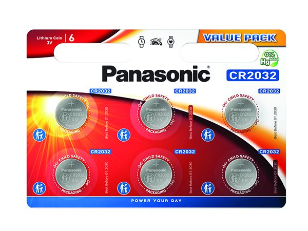 Panasonic CR2032 Litiumbatteri (6 stk) - Panasonic