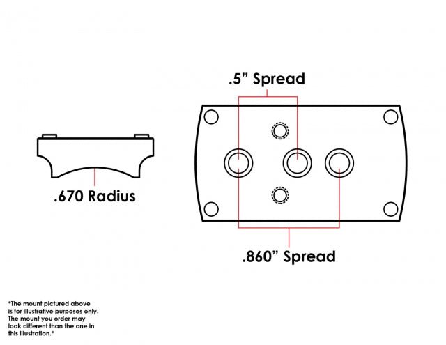 Universal .670" Radius Sight Mount - Vortex Venom & Viper/Burris Fastfire - Evolution Gun Works